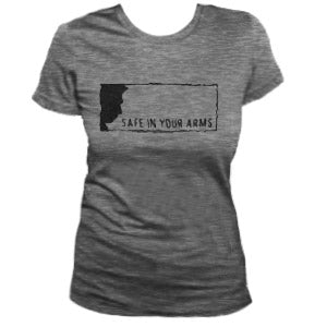 Ladies` Grey Safe In Your Arms T-shirt (Online Exclusive)